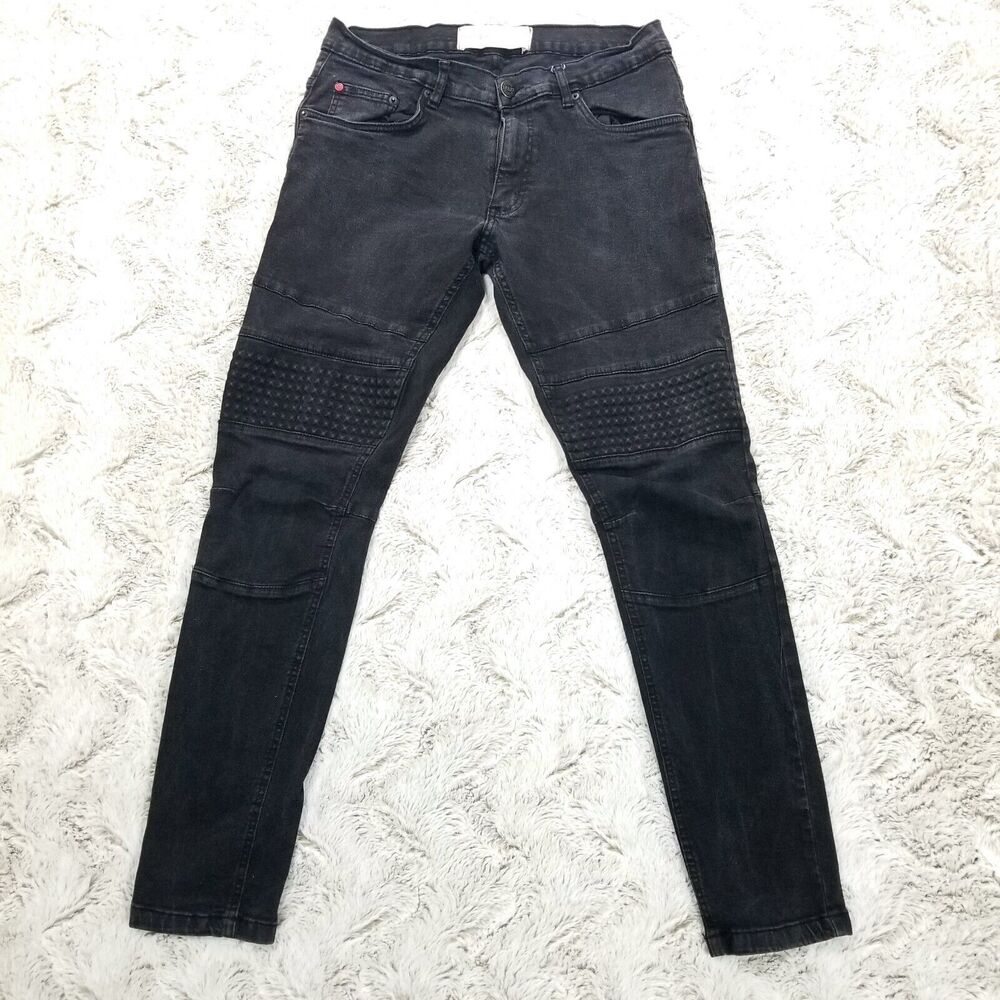 Spark Jeans Mens 32×32 Black Premium Denim Dark Wash Denim